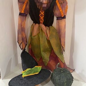Kids Witch Costume with Hat - Black, Orange, Green
